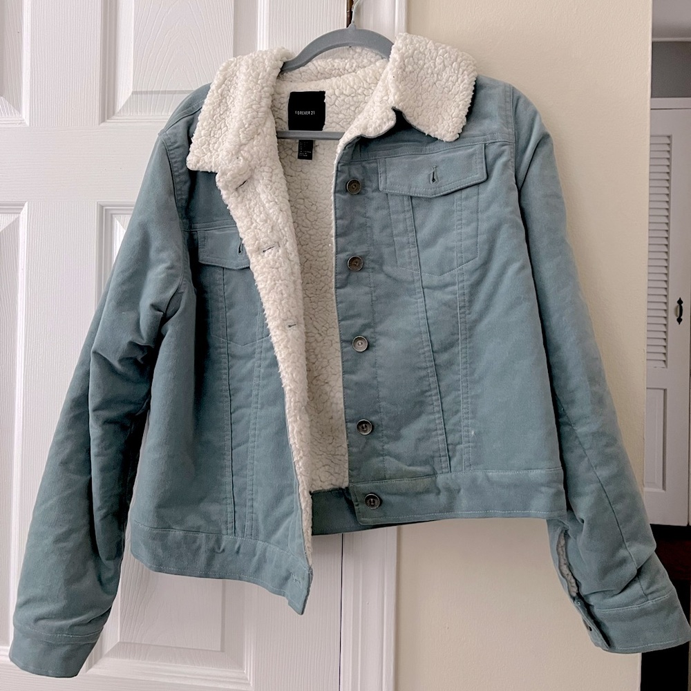 sherpa blue denim jacket